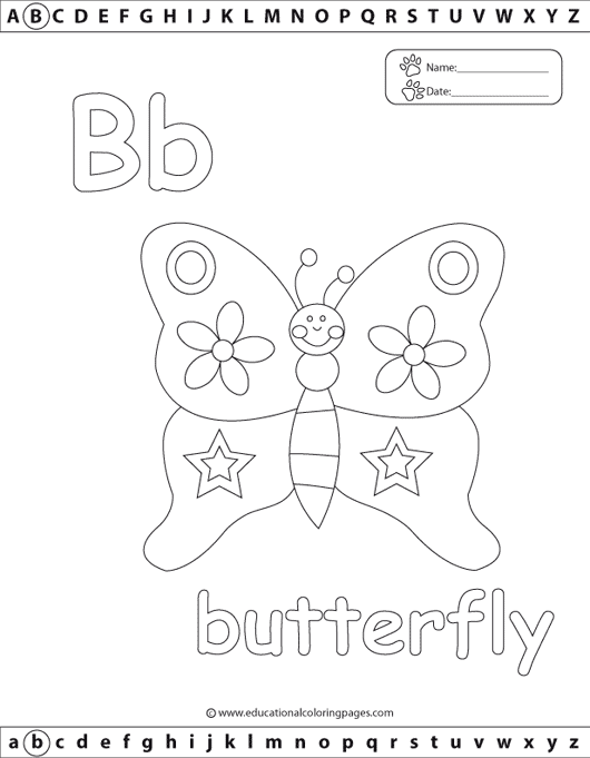 b for butterfly coloring pages - photo #6