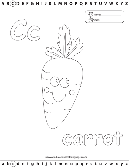 c is for carrot coloring pages - photo #7